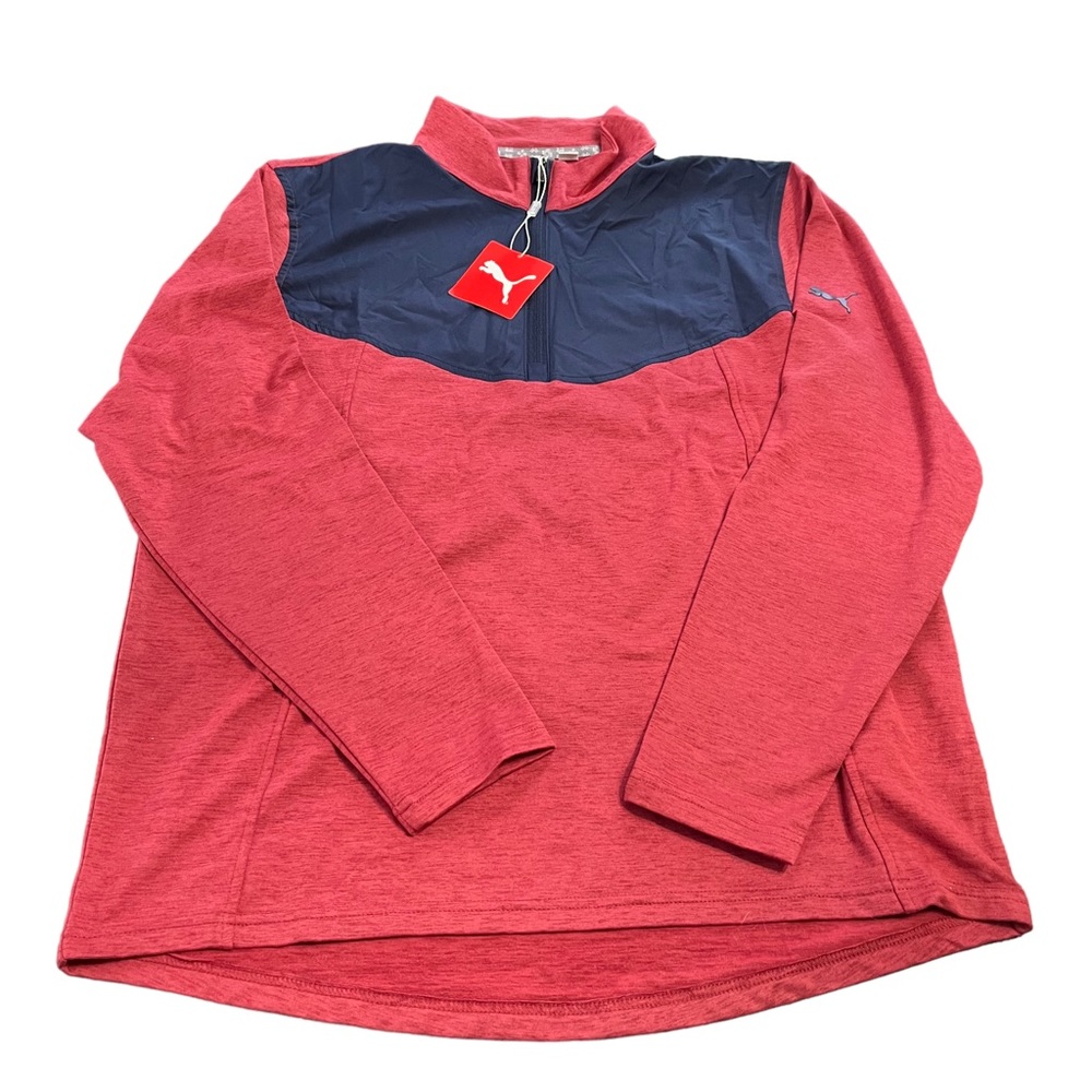 NWT Men’s Pullover Puma Red Blue 3/4 Zip front S - Picture 1 of 10